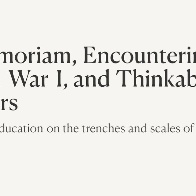 Image for In Memoriam: Encountering World War I and Thinkable Horrors